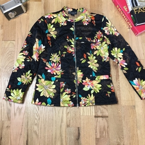 Vintage 80s Spenser Jeremy Silk Floral bla… - Picture 1 of 8